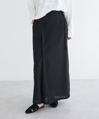 CRAFT STANDARD BOUTIQUE リネンライクラップ風スカート Black