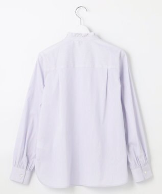 J.PRESS LADIES L 【洗える】 BEZ VEGA フリル ストライプ ブラウス ふじ色系1