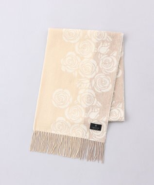 AURORA LANVIN COLLECTION　ローズ柄 カシミヤ マフラー ベージュ