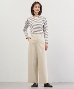 J.PRESS LADIES チノストレッチ ワイドパンツ アイボリー系
