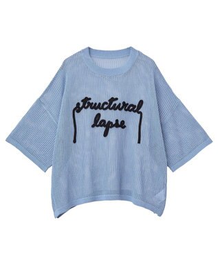 Green Parks テープロゴ透かしニットプルオーバーⅡ Sax