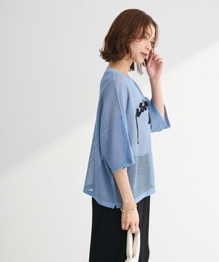 Green Parks テープロゴ透かしニットプルオーバーⅡ Sax