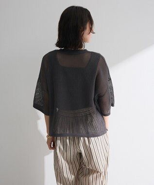 Green Parks テープロゴ透かしニットプルオーバーⅡ Charcoal Gray