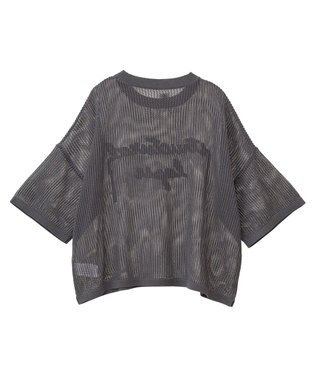 Green Parks テープロゴ透かしニットプルオーバーⅡ Charcoal Gray