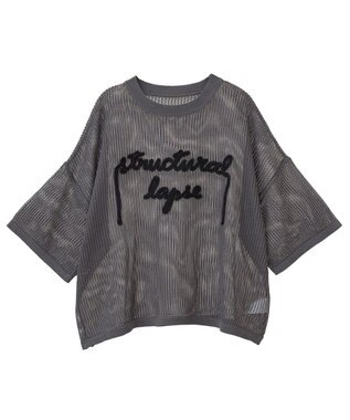 Green Parks テープロゴ透かしニットプルオーバーⅡ Charcoal Gray