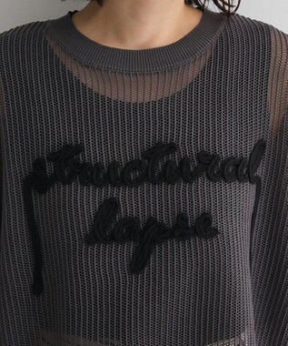 Green Parks テープロゴ透かしニットプルオーバーⅡ Charcoal Gray