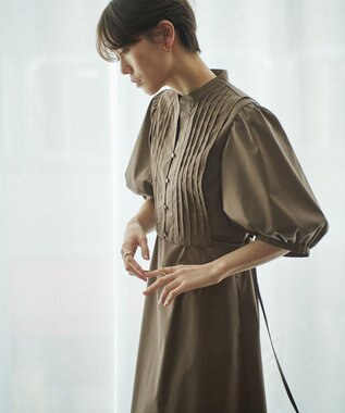 #Newans 【洗える】ピンタックベストコンビワンピース ブラウン系