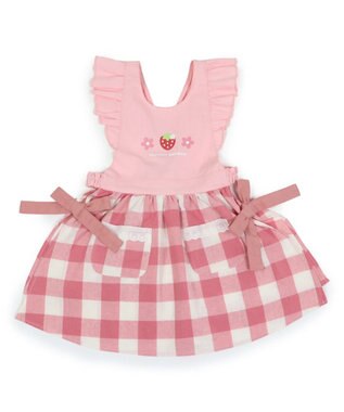 Mother garden マザーガーデン 野いちご フリルエプロン 90cm～110cm ポケット付き ピンク（淡）