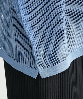 Green Parks テープロゴ透かしニットプルオーバーⅡ Sax