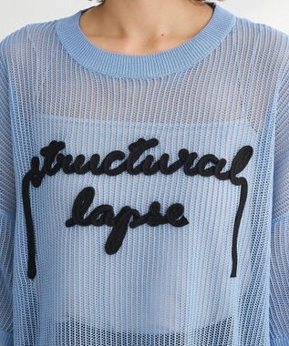 Green Parks テープロゴ透かしニットプルオーバーⅡ Sax