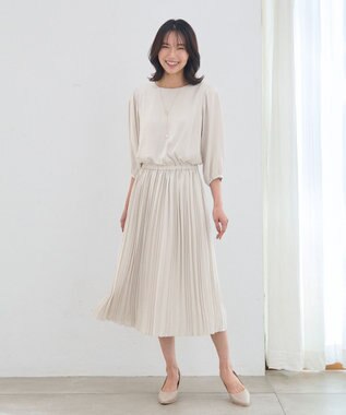 ANY 【洗える・ウエストゴム】セレモニープリーツワンピース ベージュ系