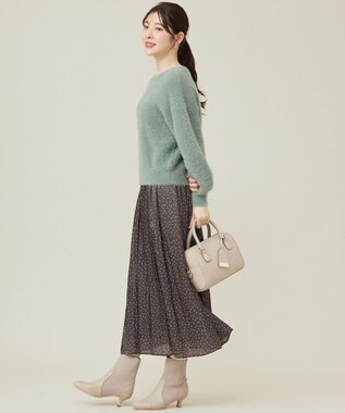 ANY SIS 【洗える】シャイニードットギャザー スカート スレート系