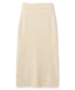 uncrave ラメ シャギー ニット スカート（uncrave STANDARD） ゴールド×ホワイト