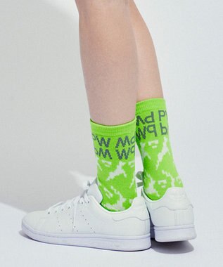 PW CIRCULUS 【WOMEN】【土踏まずをサポート】鹿×モフモフ  ミドルソックス ライトグリーン系5