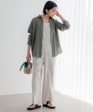 23区 【Oggi8月号掲載/洗える】LIBECO ベーシック シャツ カーキ