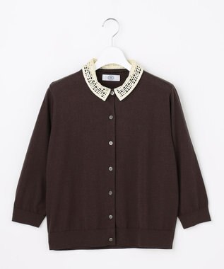 J.PRESS LADIES 【2WAY】レースカラーコンビ カーディガン