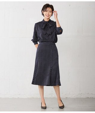J.PRESS LADIES S 【洗える】ジオメトリック マーメイド スカート ネイビー系5
