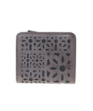 genten マルチカットワークミニ　二つ折り財布 ダークブラウン