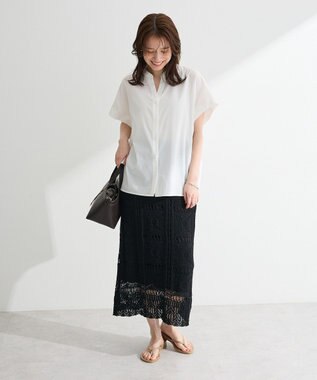 Green Parks 半袖シアースキッパーブラウス Off White