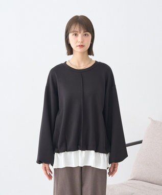 earth music&ecology フリルヘムドッキングプルオーバー Black