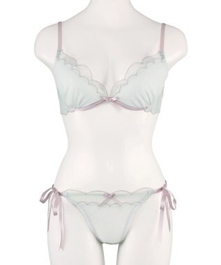 San-ai Resort（三愛水着楽園） シアードットチュール　ブラジャー＆ショーツセット【northerly】 グリーン