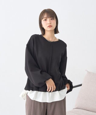 earth music&ecology フリルヘムドッキングプルオーバー Black