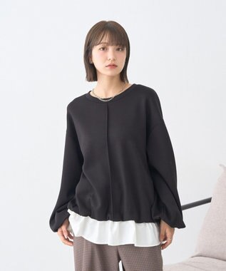 earth music&ecology フリルヘムドッキングプルオーバー Black