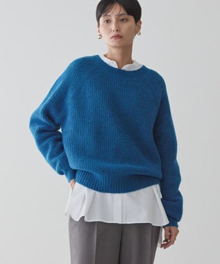 AMERICAN HOLIC Ｍｉｘヤーンラグランニットプルオーバー Blue