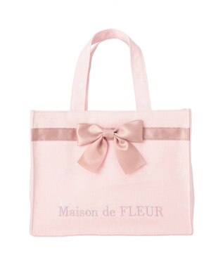 Maison de FLEUR リボンジャカードスクエアトートバッグ Pink