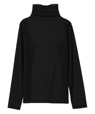 Green Parks ラメリブタートルカットソー Black