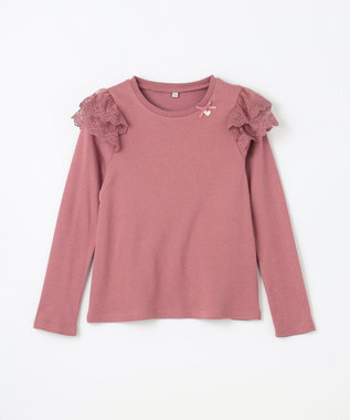 ANY KIDS 袖 レース ガーリー Ｔシャツ ローズピンク