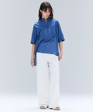 BEIGE， 【洗える・Oggi 10月号掲載】BAC / コットンビックポケットスタンドカラーシャツ Blue