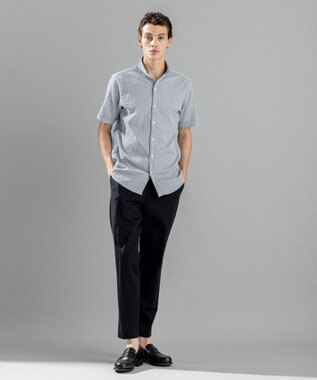 JOSEPH HOMME トライジャガードストレッチ ウイングカラー半袖シャツ ライトグレー系