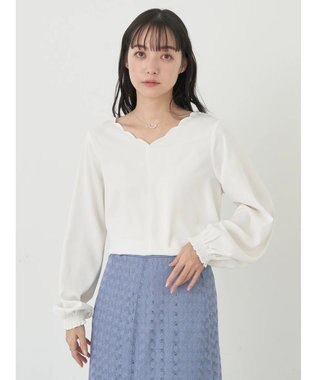 earth music&ecology スカラップブラウス Off White