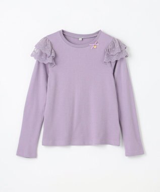 ANY KIDS 袖 レース ガーリー Ｔシャツ ラベンダー