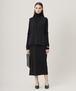 ICB 【洗える】ミリオーネダンボールニット  ジャンパースカートワンピース ブラック系