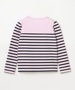 組曲 KIDS 【110-140㎝】フラワー刺繍ボーダー Tシャツ サクラ系