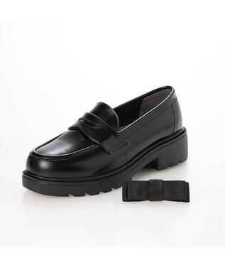 ing <ing>2WAYリボンローファー ブラックエナメル