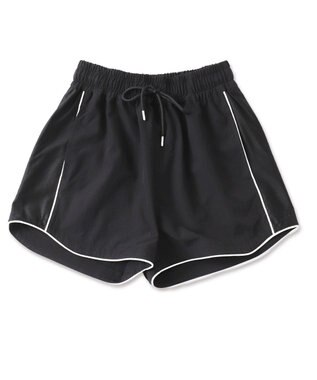 WEGO 【ウエストゴム】パイピングラインショートパンツ ブラック