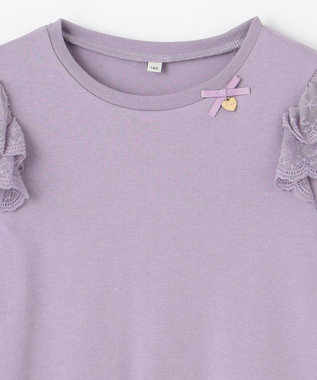 ANY KIDS 袖 レース ガーリー Ｔシャツ ラベンダー