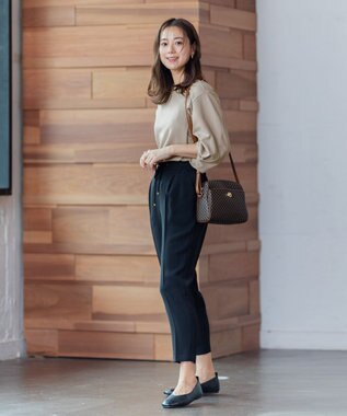 ANY 【ストレッチ/ウエストゴム】イージーケア美脚 パンツ ブラック