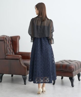 earth music&ecology SET2点シアーブラウス＋3Dレースワンピース ブラック