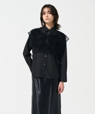 GRACE CONTINENTAL レイヤード刺繍シャツブラウス ブラック