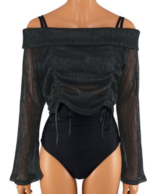 San-ai Resort（三愛水着楽園） オフショルダートップス付き3点セット水着　9M　【San-ai Resort（サンアイリゾート）】 ブラック