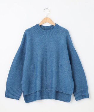 SHARE PARK LADIES スフレヤーンモックネックニット ブルー系