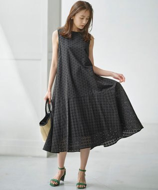 組曲 S 【WEB限定】エンブロイダリーレース ノースリーブワンピース ブラック系
