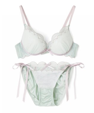 San-ai Resort（三愛水着楽園） シアードットチュール　ブラジャー＆ショーツセット【northerly】 グリーン