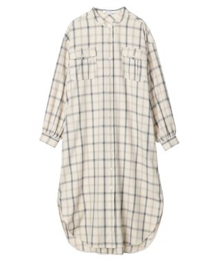 AMERICAN HOLIC イージーケアＷポケットシャツワンピース Check Ivory