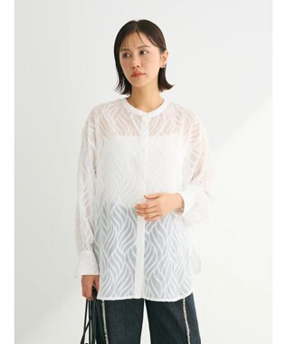 Green Parks ２ＷＡＹ　リーフジャガードシアーシャツ Off White