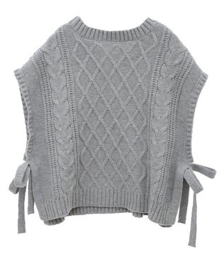 CRAFT STANDARD BOUTIQUE 洗える/2WAYケーブルニットリボンベスト Gray